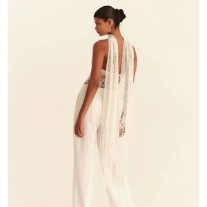 LENY Fringe Halter Top with Lace & Scarf Detail
